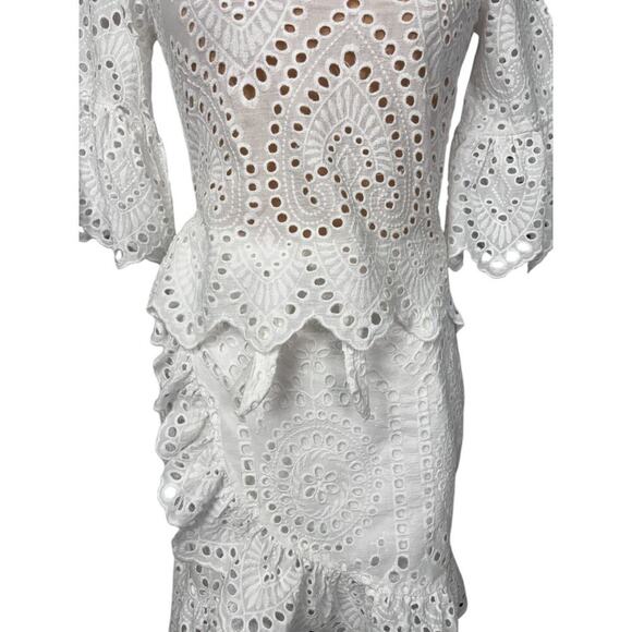 Winona‎ Valerie Wrap Mini Dress Eyelet Lace White Size 6 - Picture 10 of 13